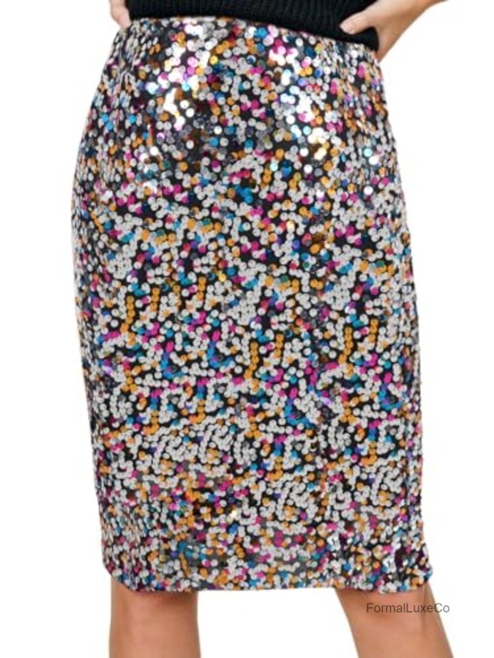 High Waist Sequin Midi Pencil Skirt Cocktail Party